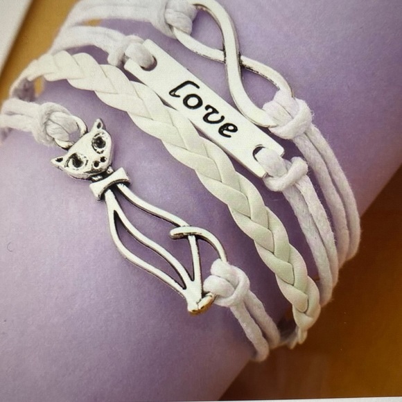 White Leather Layered Boho Bracelet - Picture 2 of 5